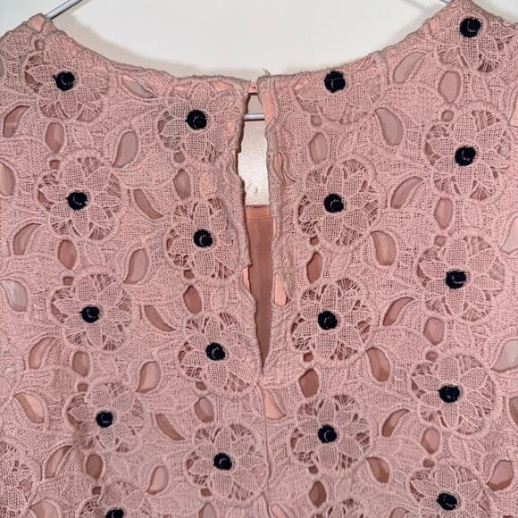 Ann Taylor Women’s XL Lace Crochet Tank Top Pink Black Floral Embroidered - Picture 7 of 16